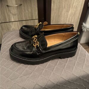 Elegant Black Loafers with Gold Accent